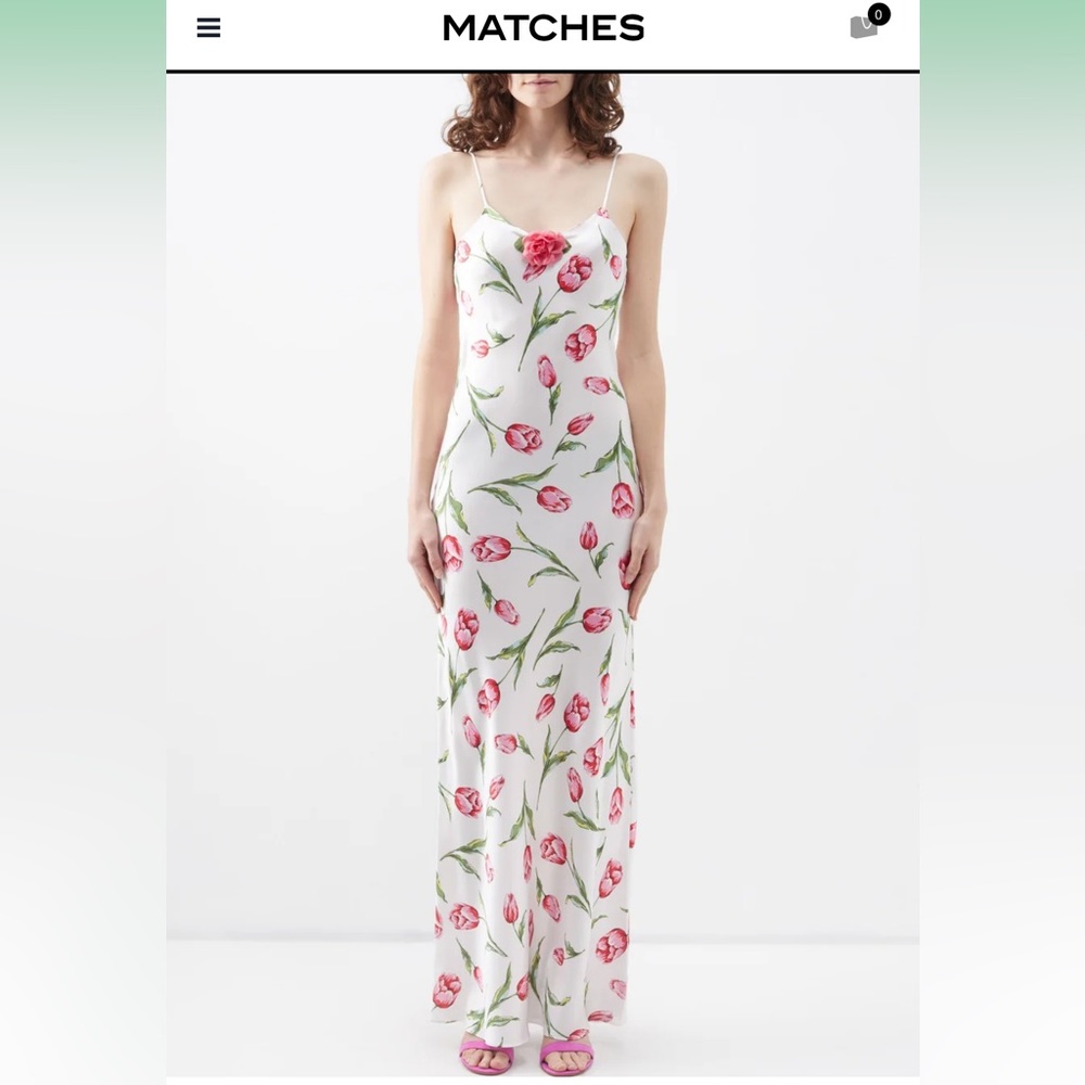 RODARTE Appliquéd printed silk-satin maxi dress